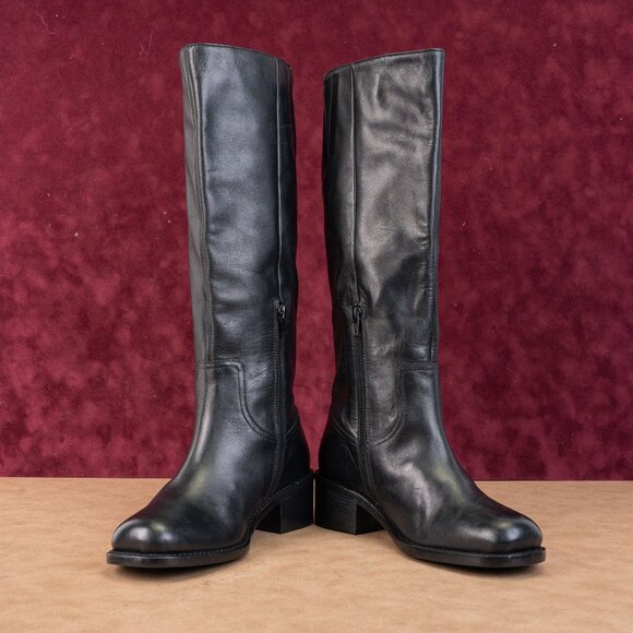 Seychelles Women San Black Leather Riding Western Boho Knee Boots sz 7.5 - Picture 2 of 9